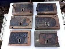 Vintage old Antique Wood Wooden Rim Lock Gothic old England 4 restoration projec