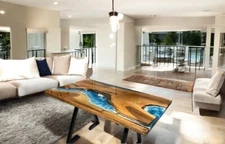 Ocean Wave Epoxy Resin Conference Office Meeting Table Top Luxury Hallway Decors