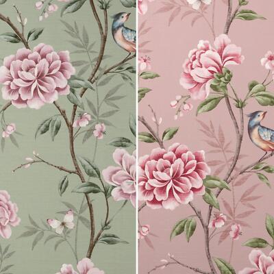 Edle Dekor Akina Floral Tapete Blumen Vögel Blätter Modern Struktur Vinyl