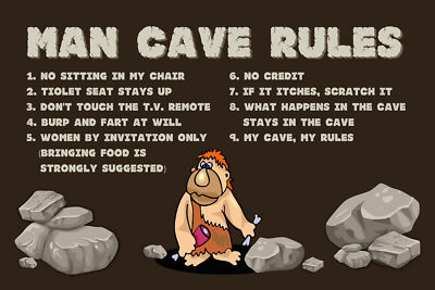 Blechschild 18x12 man cave rules Männer Regeln Wand Deko Bar Kneipe Sammler Gesc