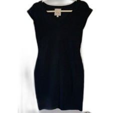 Pink Rose Women Dress M Black Sweater Knit Ribbing Mini