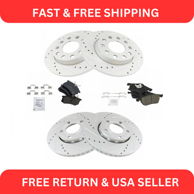 Performance Brake Rotor Drilled Slotted G-Coated Front Pair For Ford