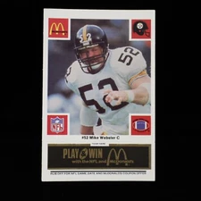 1986 Mike Webster Pittsburgh Steelers McDonald's "BLACK" Game Card #52