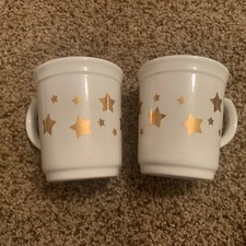 Two Pfaltzgraff Mary Kay Mug Gold Star Design Coffee Cup RARE Made In USA