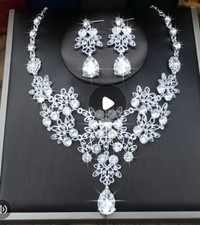 Floral Bridal Wedding Prom Rhinestone Necklace/Earring Set Rhinestones 6