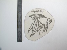 vtg 1960s 70s Tattoo Flash acetate stencil Goldfish signed OC2