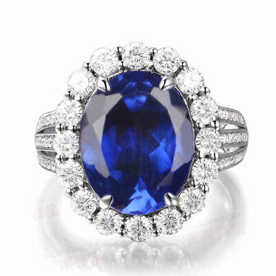 1.20 Carat Natural Blue Tanzanite 925 Sterling Silver Oval Shape Women's Ring 