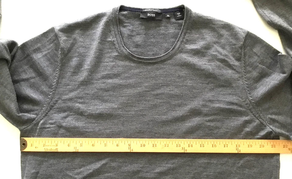 Gray Slim Fit Sweater Long Sleeve by Hugo Boss with Black Tag Men's Size XL - Image 4 of 4