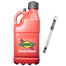 Sunoco Racing Red 5 Gallon Race Utility Jug with Deluxe Filler Hose