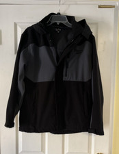 REEBOK BOYS BLACK / GREY HOODED LONG SLEEVE FULL ZIP JACKET - XL 18/20
