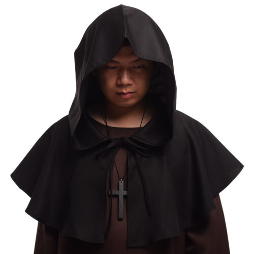 Mittelalterliche Kapuzenhaube mit Kreuzhalskette Zaubererhut schickes Cosplay-Kostüm - Bild 13 von 16