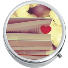 Book With Heart Medicine Vitamin Compact Pill Box