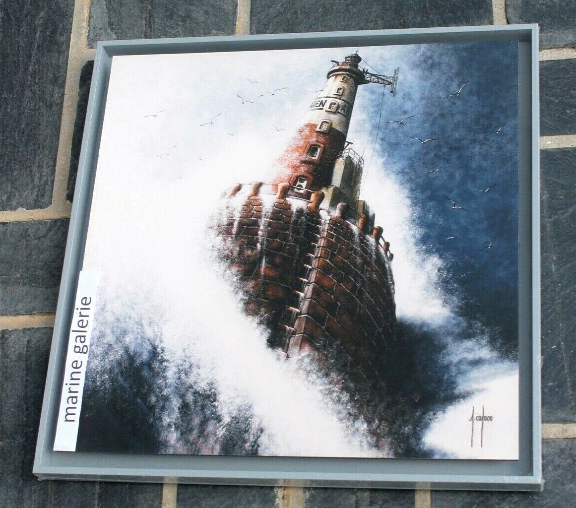Cadre moderne bord de mer avec le phare d'Armen pour déco de salon bord de mer