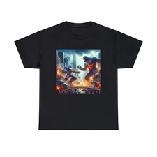 Unisex Adult T Shirt Massive Robot VS Primal Ape Battle Streetwear Graphic Tee