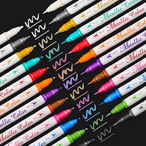 Metallic Markers Dual Tip Metallic Marker Pens Brush and Fine Point Pens for ... - Picture 1 of 7