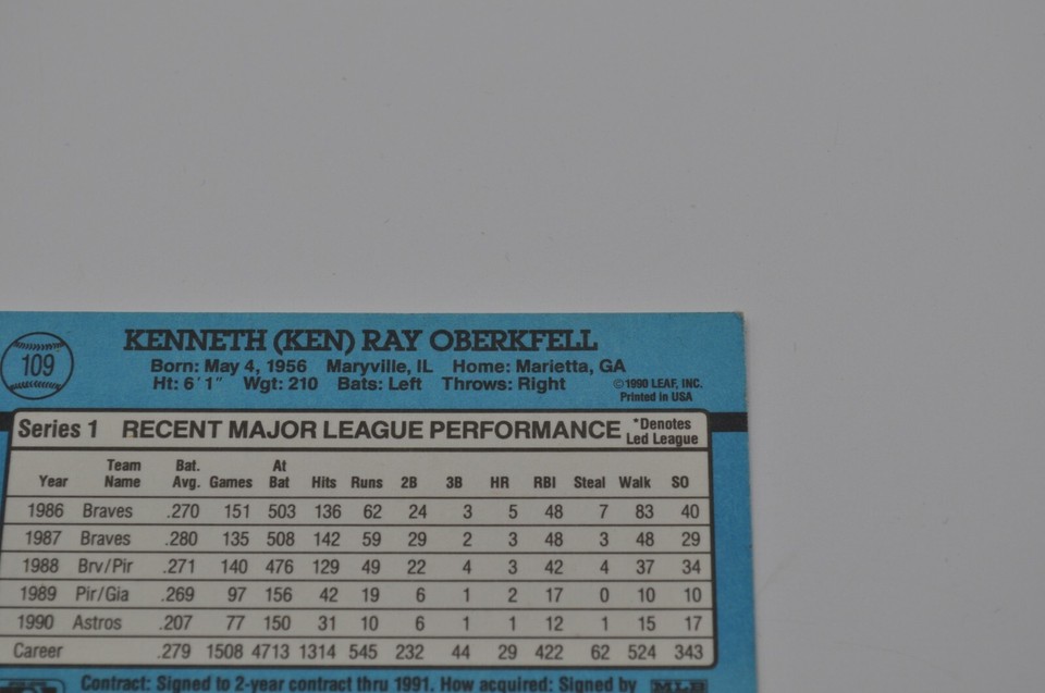 1991 Donruss Baseball Sport Trading Card 109 Houston Astros Ken