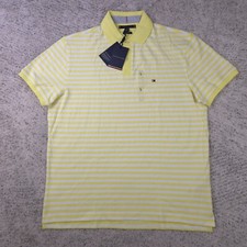Tommy Hilfiger Polo Shirt Mens Large Short Sleeve Striped Knit 1985 Classic Fit