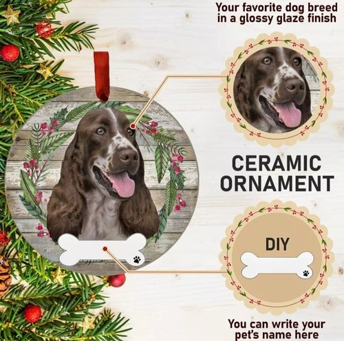 Springer Spaniel Hund personalisierbar Weihnachtsschmuck Kranz Weihnachtsdeko - Bild 5 von 7