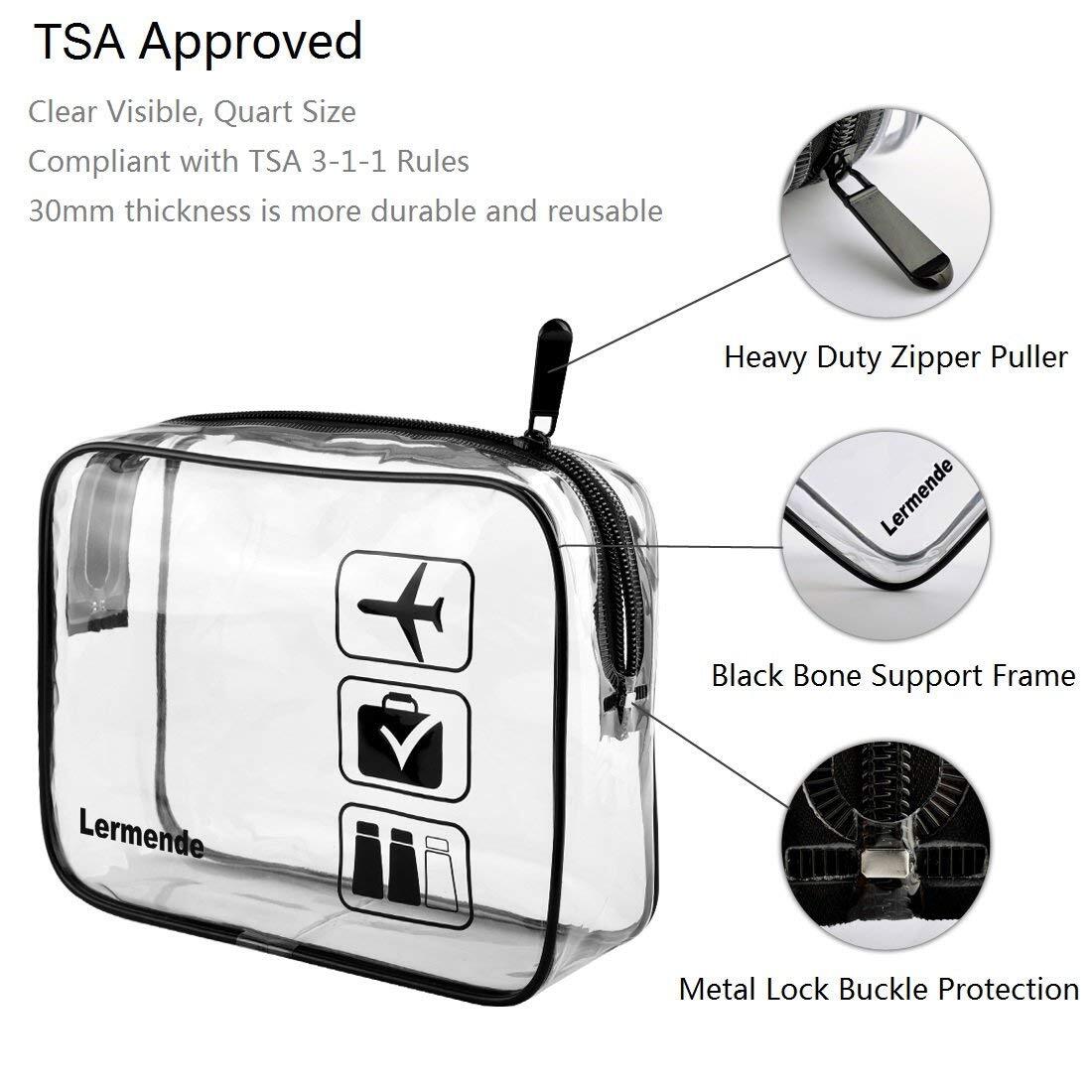 TSA-zugelassene Transparente Kulturbeutel – 2 Stück Set Für Reisen, Make-up & Toilettenartikel (schwarz)