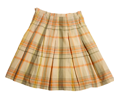 Jupe Plissée Talbots Taille 10 - Carreaux Jaune/orange/vert, Doublée, Coton, Excellent état