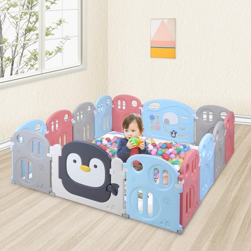 12+2 Paneele Laufgitter Baby Kinder Laufstall Absperrgitter Krabbelgitter Faltba - Bild 7 von 7