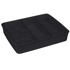 Organizing Set Multiple Size Bins Multipurpose Office Black 5 Piece