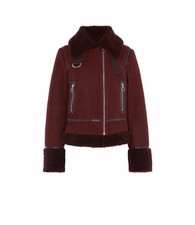 New Karen Millen Burgundy Aviator Genuine Jacket Size 8, Rpr £899