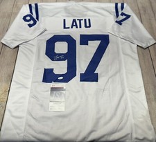 INDIANAPOLIS COLTS LAIATU LATU SIGNED WHITE CUSTOM JERSEY JSA COA!!!!