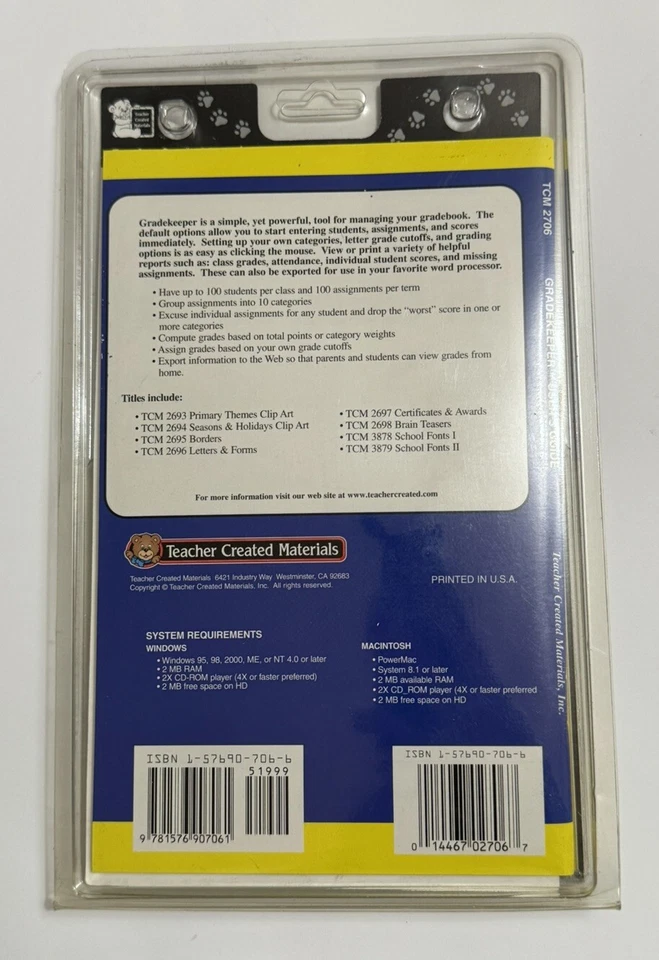 Software Tools Gradekeeper PC Teacher Created Materials New/Sealed - Image 2 of 2