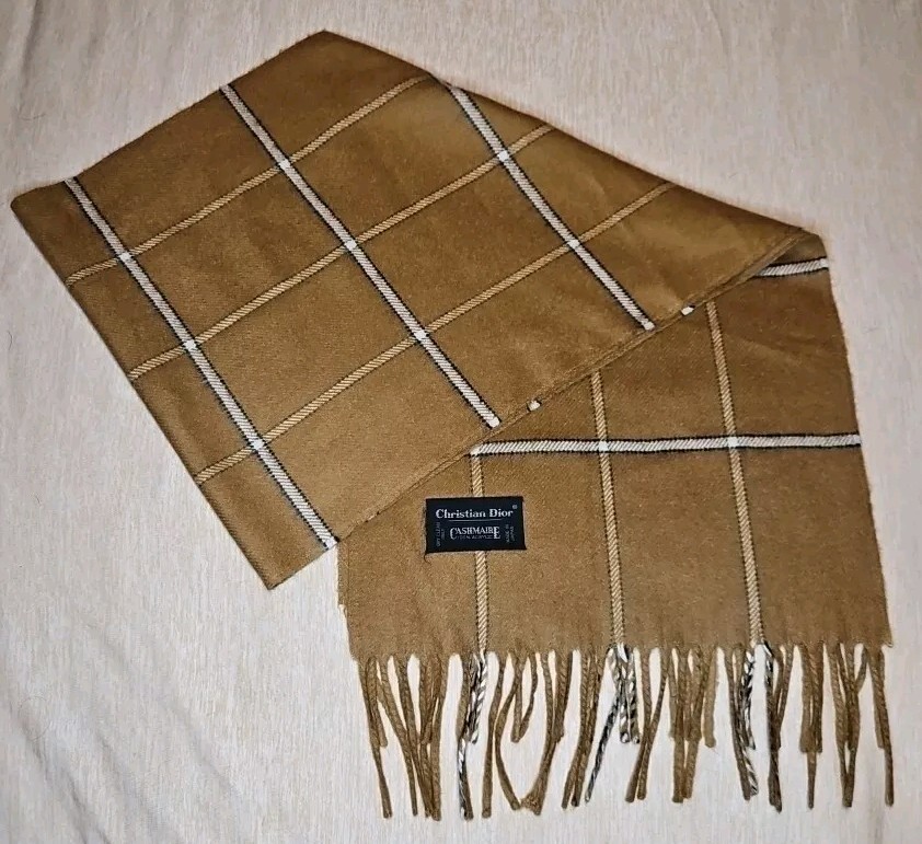 Vintage Christian Dior Scarf Made In Japan 100% Merino Wool Red