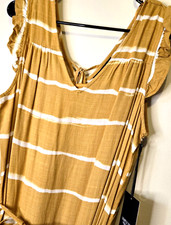 Simply Vera Wang Maxi Dress Large Linen Blend Boho Tiered Flutter Ruffle Slv NEW