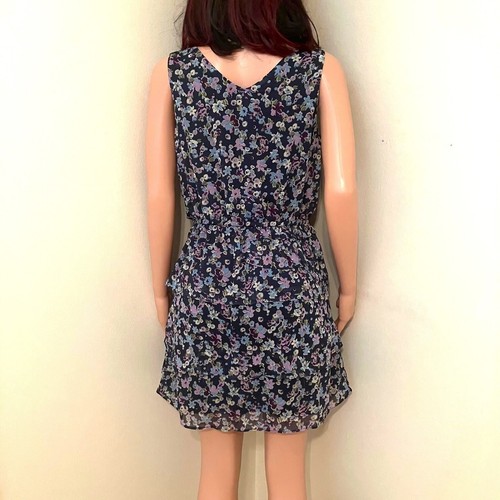 Xhileration Floral Sleeveless Dress-Dark Blue-Size Large-Pullover-Elastic Waist - Picture 2 of 5