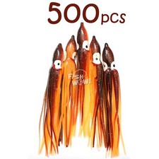 Fish WOW!® Brown Orange 4.75" Fishing Squid Skirts Octopus 12cm Hoochies lot NEW