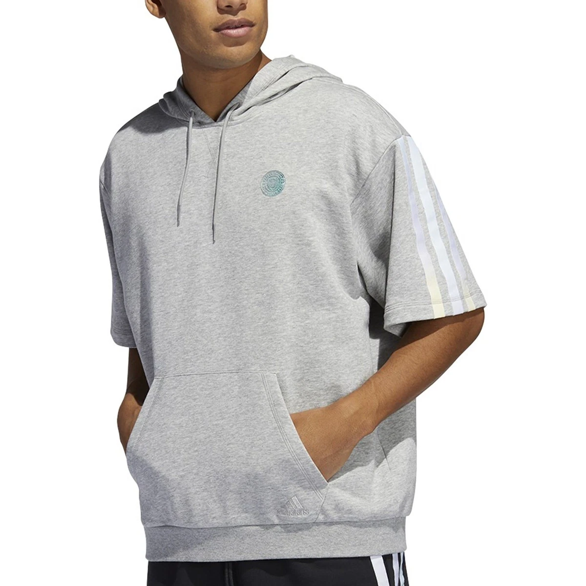 Adidas short sleeve shop hoodie mens