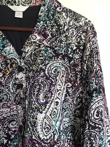 CJ Banks Womens Top Plus Size 3X Button Up Collared Cotton Top Shirt Jacket - Picture 3 of 4