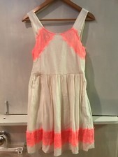 Free People Alabaster Georgia Orange Cream Neon Lace Dress Size 4 Summer Beach