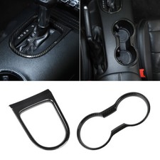 Carbon Fiber Cup Holder Center Gear Shift Frame Trim For Ford Mustang 2015-2023