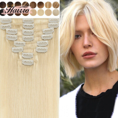8A Clip In Extensions, 100% Real Remy Human Hair 8PCS Hairpiece Full Head 8Inch