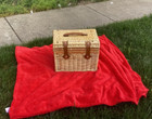Deluxe Picnic Basket for 2w/Red Lining Plates Silverware Glasses & Accessories — photo 7