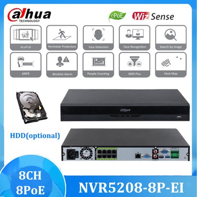 Dahua NVR5208-8P-EI 8 Channels 1U 8PoE 2HDDs WizSense Network Video Recorder Lot