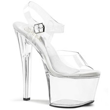 Pleaser Clear Platform Stiletto High Heel Sandals Treasure 708 Heels