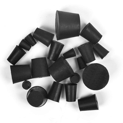 21 Pack Solid Rubber Stopper, Black Lab Plug, 000# - 8# Sizes Assortment, 11 Ass