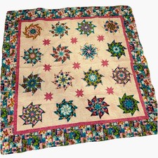 Handmade Baby Girl Quilt Blanket 46x47  Pink Teal Personalized e1 