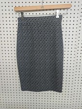 LA Hearts Womens Medium Black White Geometric Pencil Midi Skirt Made in USA