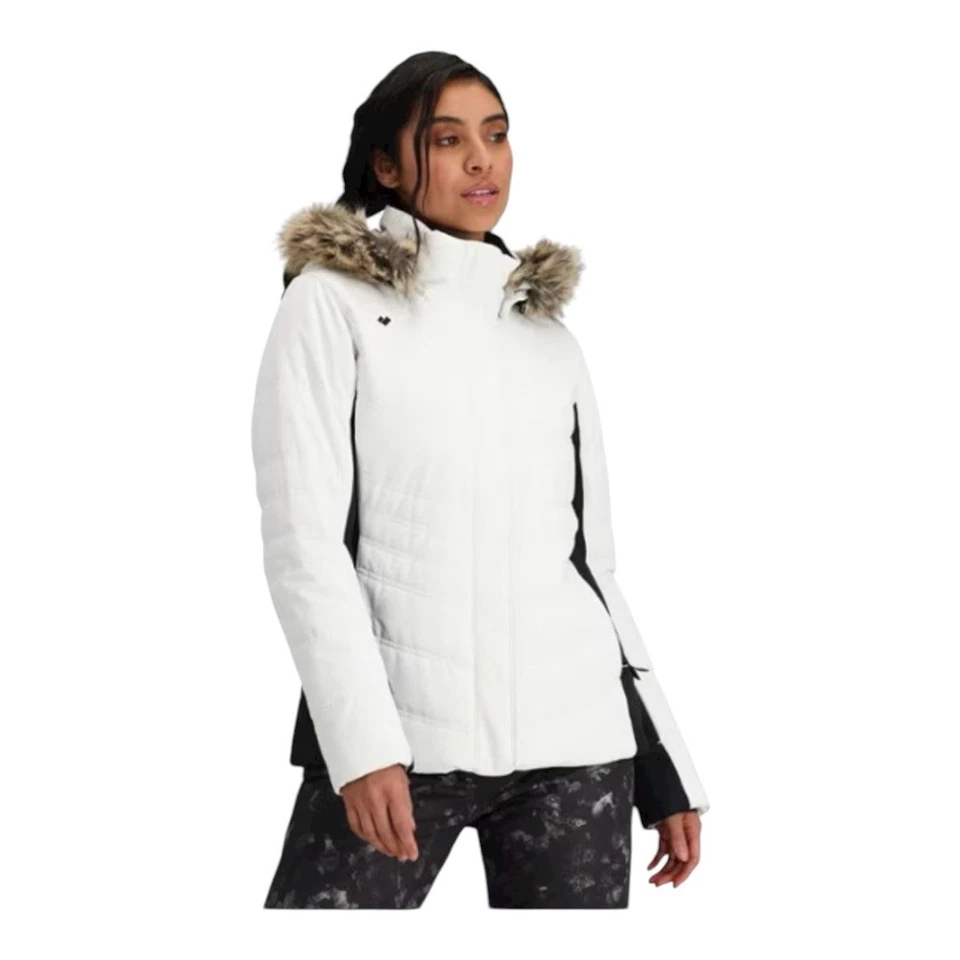 Obermeyer Tuscany II White Black Ski Snow Jacket Coyote Faux Fur Hood Sz 8 NWT - Image 3 of 4