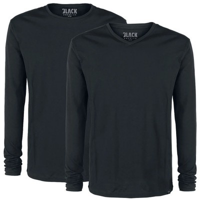 Black Premium by EMP Herren schwarze Basic Longsleeves im Doppelpack - robustes