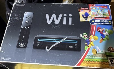 Nintendo Wii New Super Mario Bros Bundle Edition Black Console with Box CIB