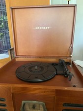 Crosley Turntable Console w/ AM/FM Radio, Brown Wood Cabinet Record Player