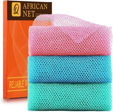 UJFQBH 3 Pieces African exfoliating net African Net Long Net Bath Sponge Exfolia