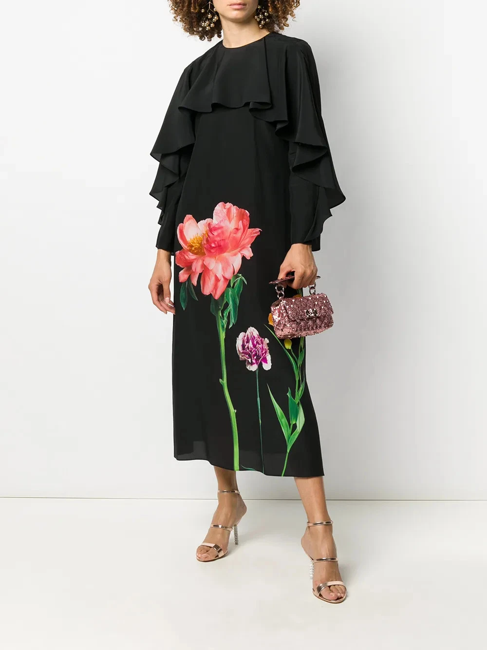 Abito midi Valentino Garavani con dettagli stampa floreale